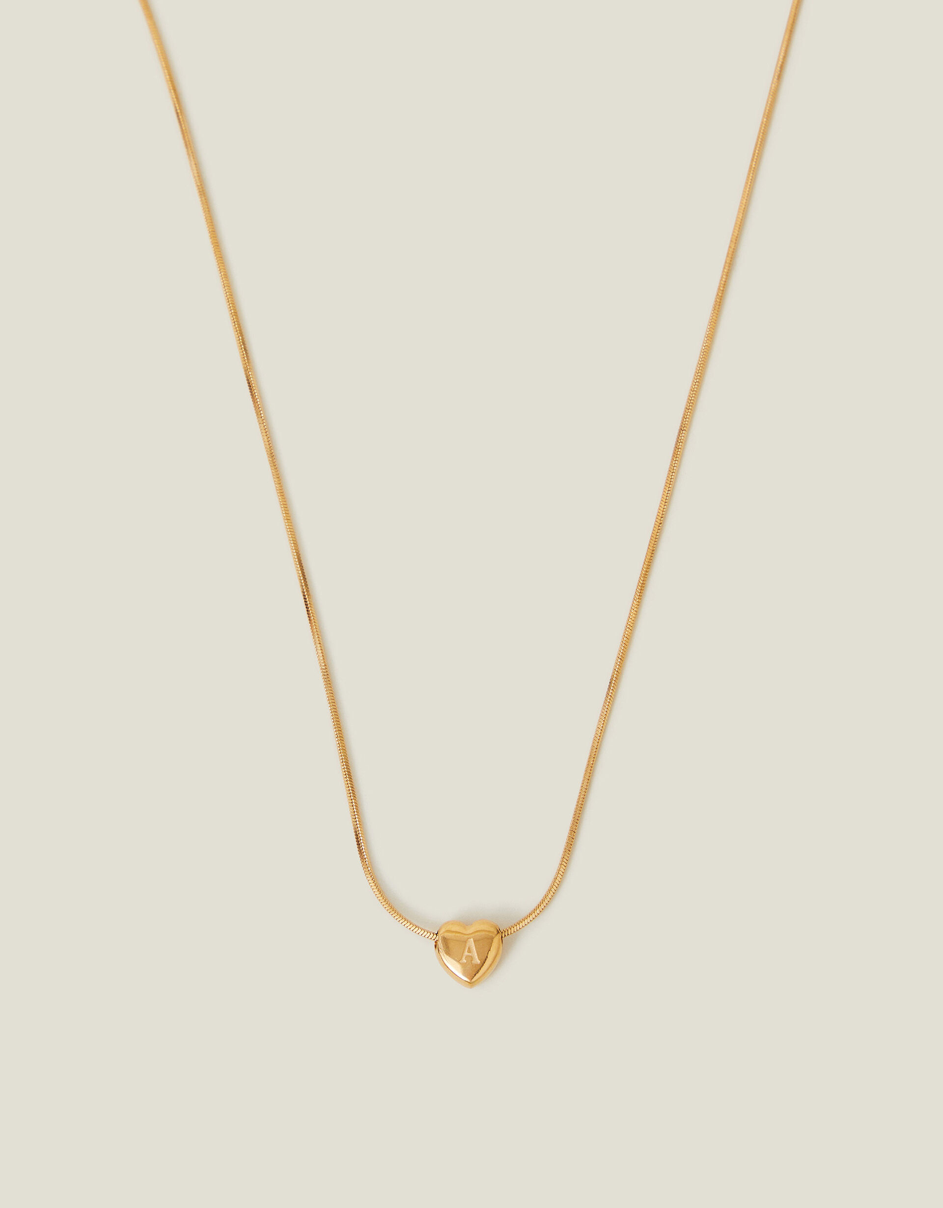 accessorize 14ct Gold-Plated Stainless Steel Initial Heart Necklace Gold