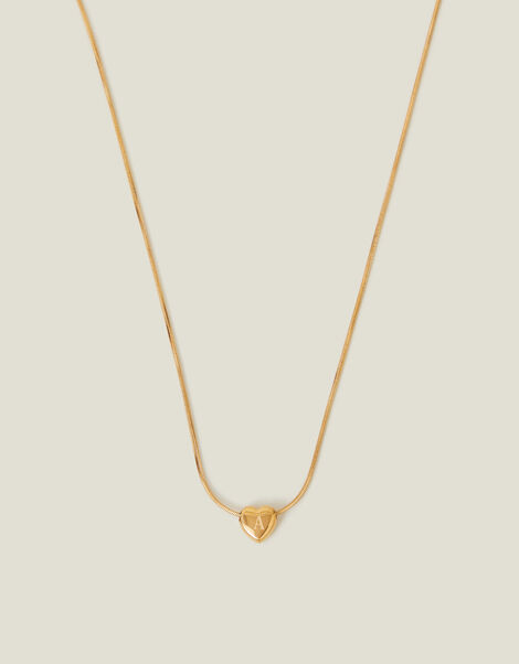 14ct Gold-Plated Stainless Steel Initial Heart Necklace, Gold (GOLD), large