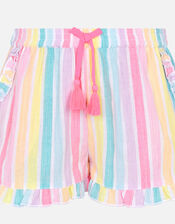 Girls Rainbow Stripe Shorts, Multi (BRIGHTS-MULTI), large