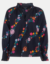Floral Print Blouse, Black (BLACK), large