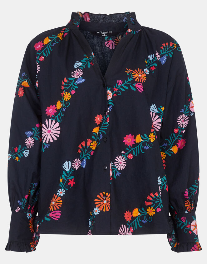 Floral Print Blouse, Black (BLACK), large
