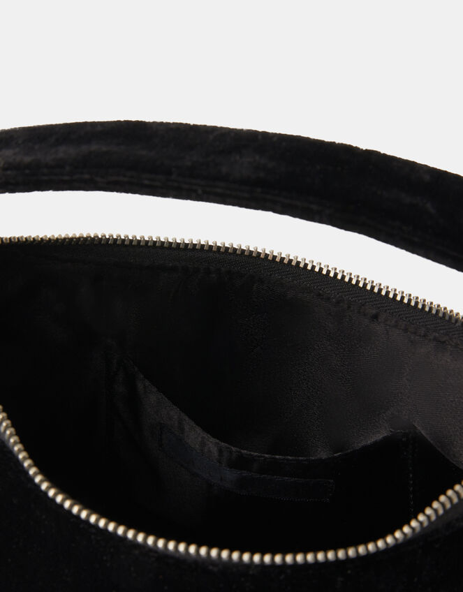 Heart Embellished Velvet Handbag, , large