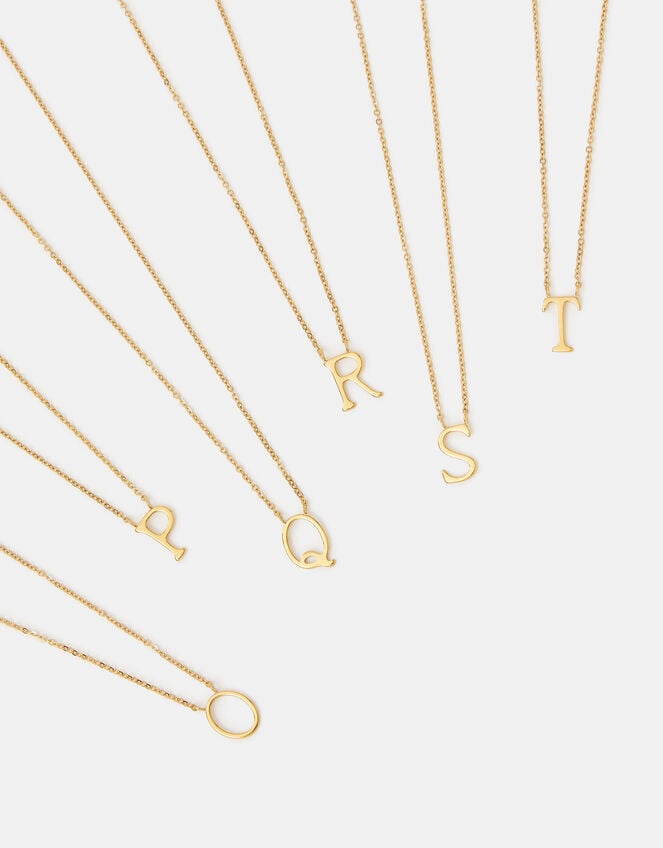 Stainless Steel Initial Pendant Necklace, Gold (GOLD), large