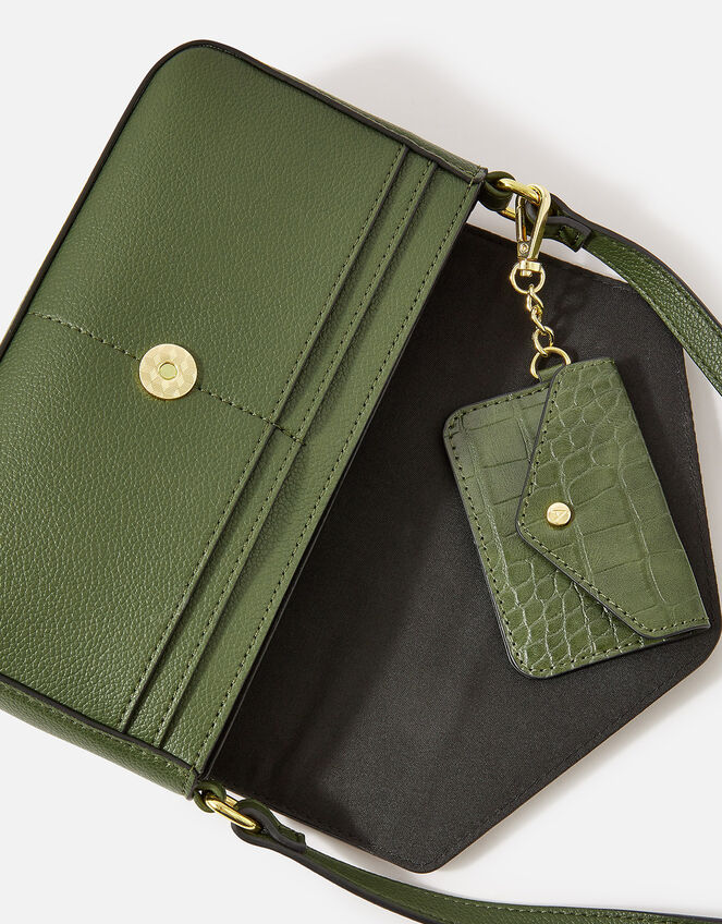 Envelope Charm Cross-Body Bag, Green (KHAKI), large