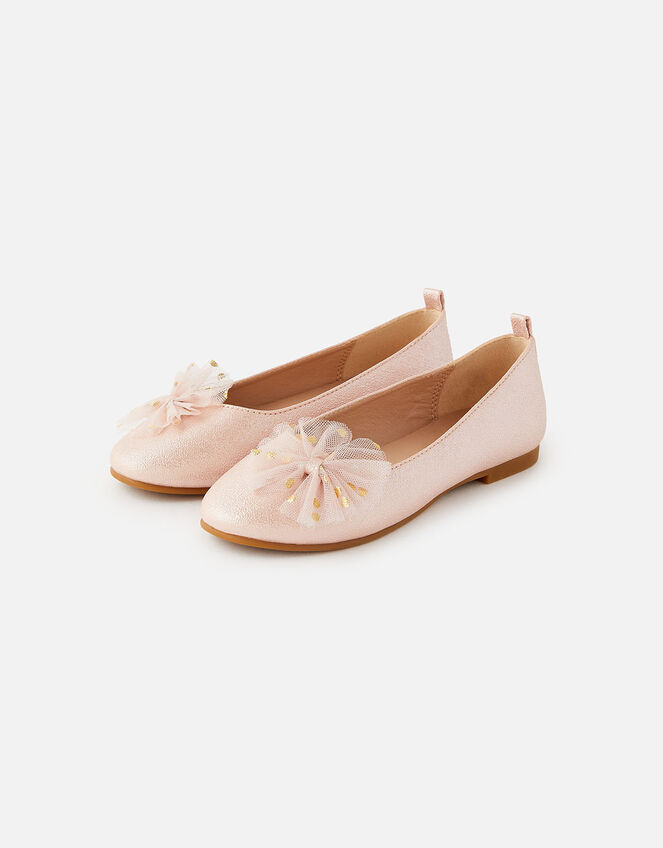Bow Shimmer Ballerina Flats, Pink (PINK), large