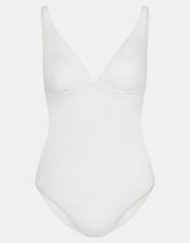 Plunge Ribbed Shaping Swimsuit, Ivory (IVORY), large