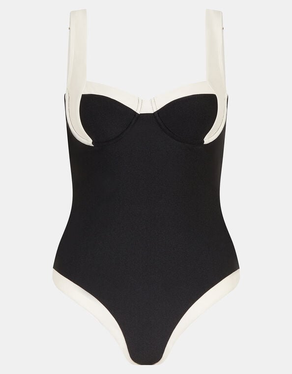 Mono Underwire Shaping Swimsuit, Black (BLACK WHITE), large