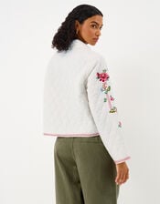 Floral Embroidered Quilted Jacket, Ivory (IVORY), large