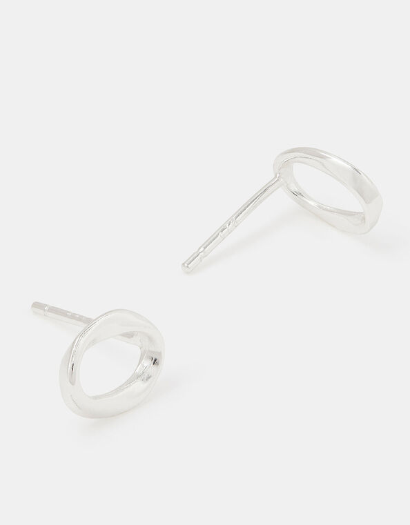 Sterling Silver Link Stud Earrings, , large