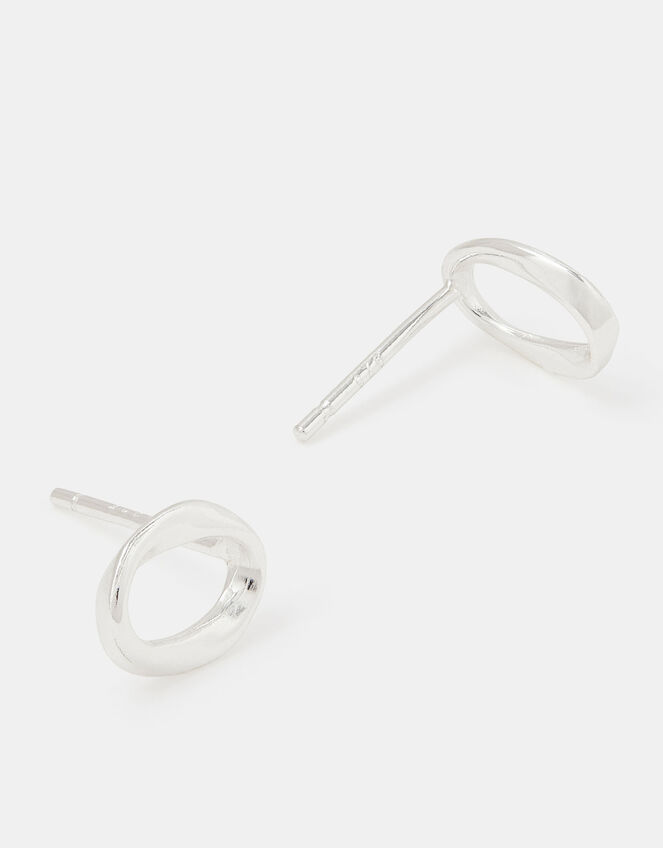 Sterling Silver Link Stud Earrings, , large