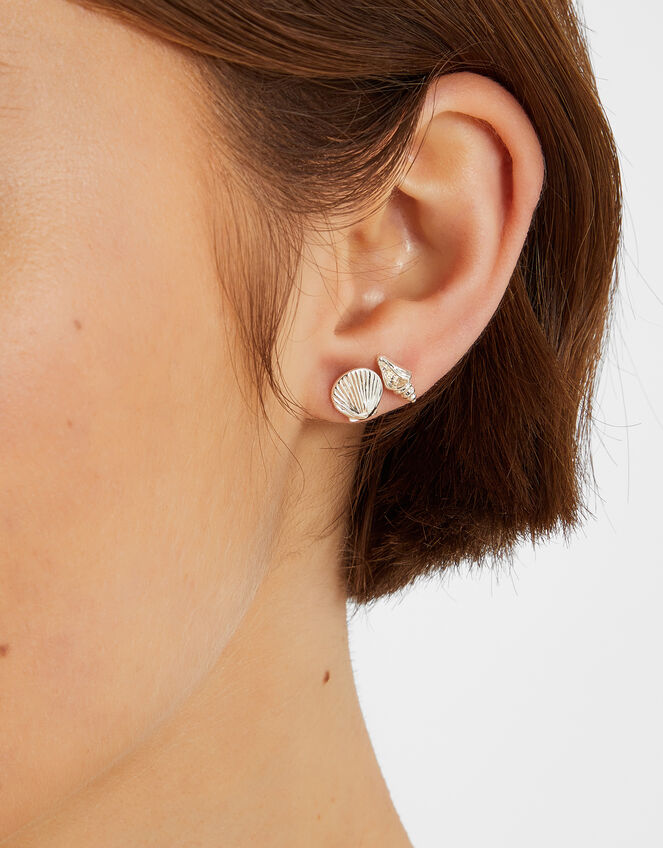 5-Pack Seashell Stud Earrings Silver, , large