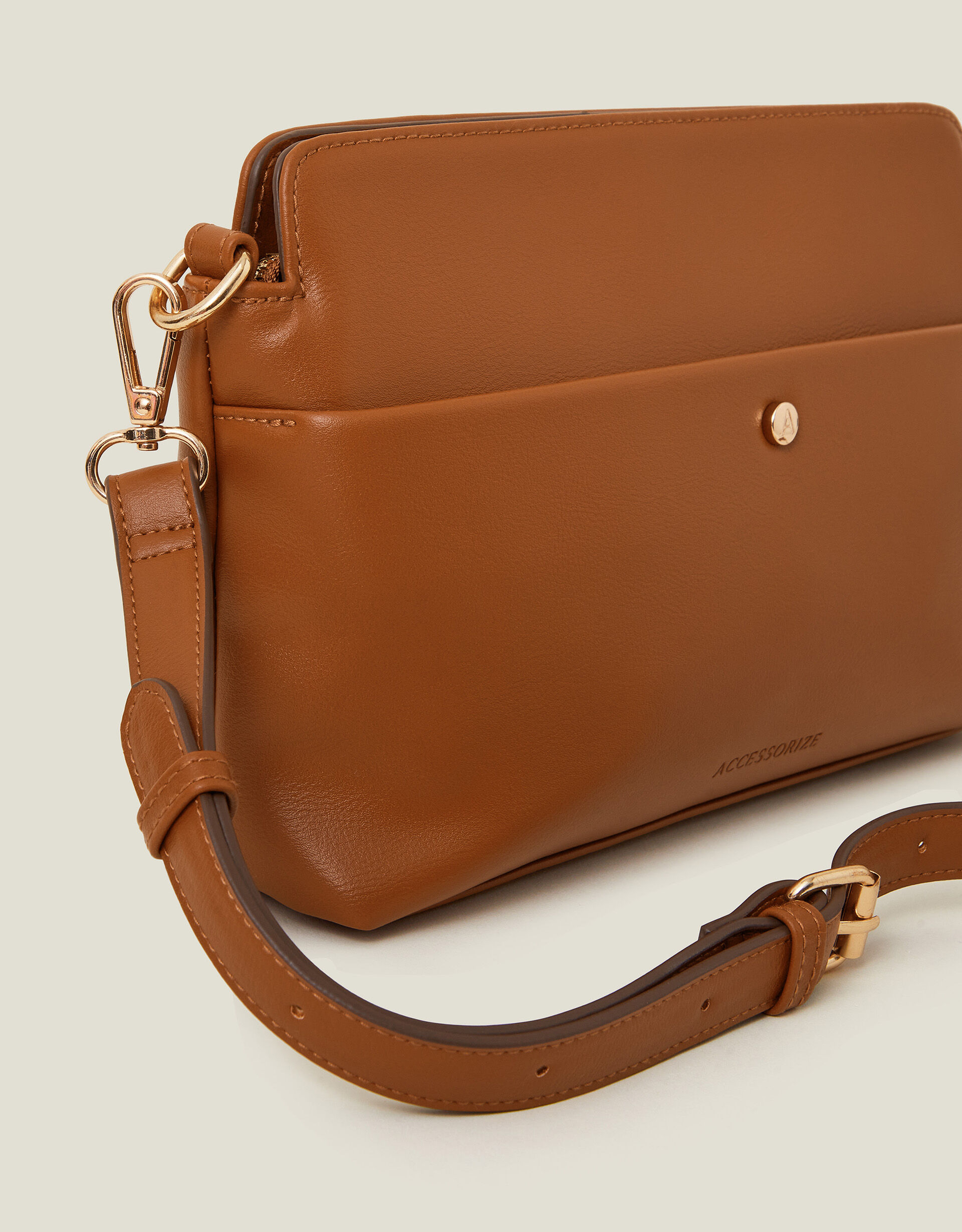 Faux Leather Small Cross Body Bag Tan