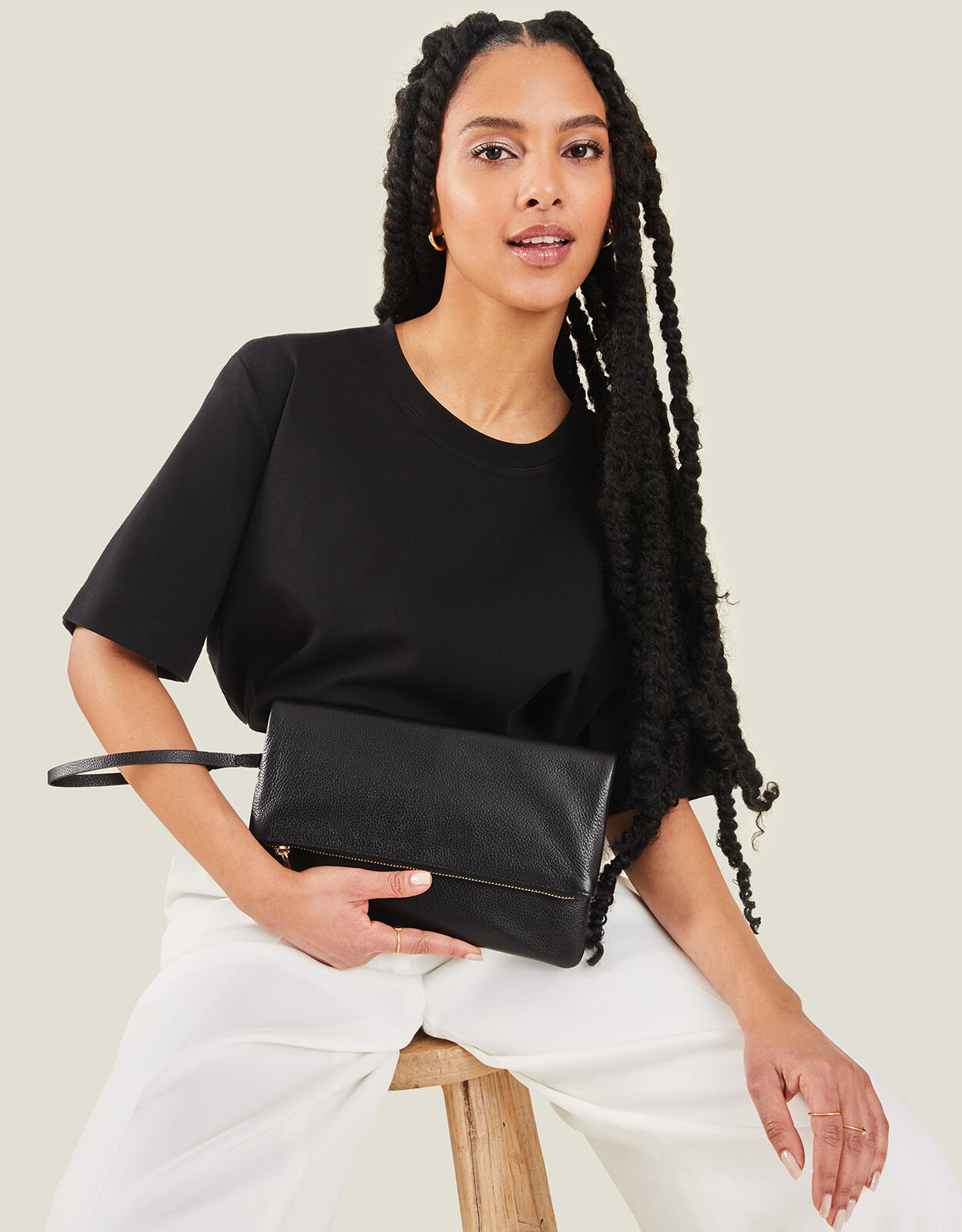 Leather Fold Over Clutch Bag Black Leather Bags Accessorize Global
