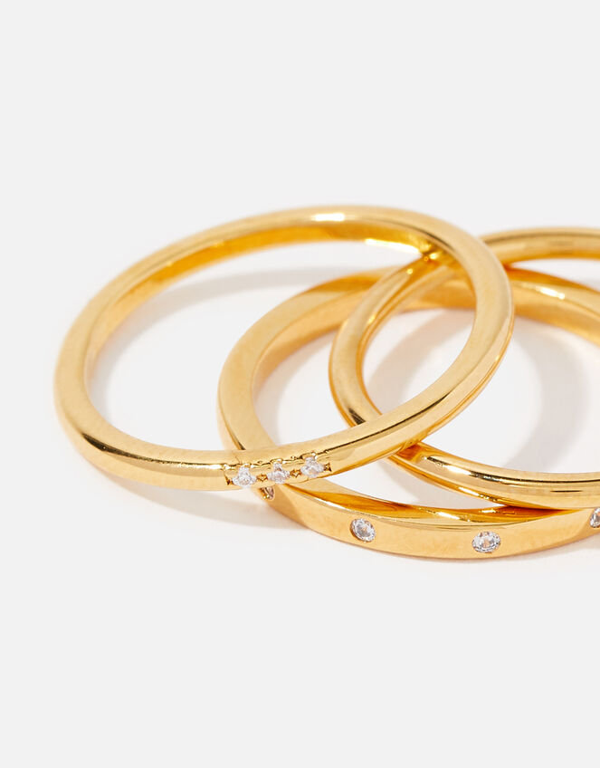 Gold-Plated Sparkle Stacking Ring Multipack, Gold (GOLD), large