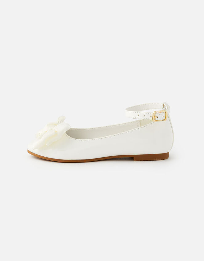 Bow Patent Ballerina Flats, Natural (IVORY), large