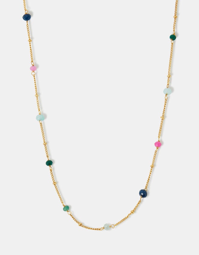 14ct Gold-Plated Beaded Station Necklace, , large