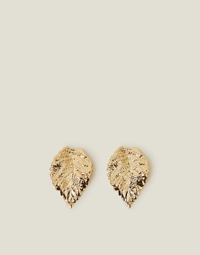 Large Leaf Stud Earrings, , large