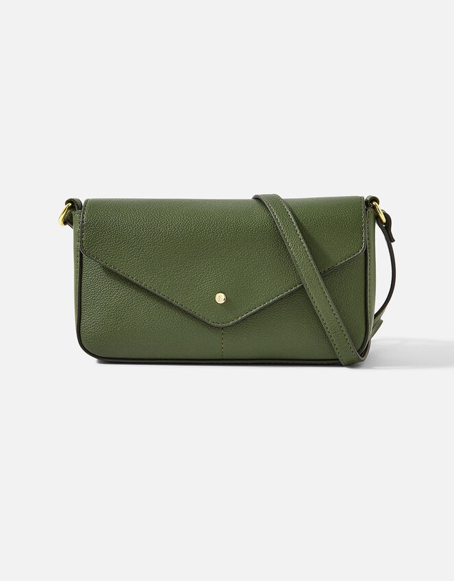 Envelope Charm Cross-Body Bag, Green (KHAKI), large