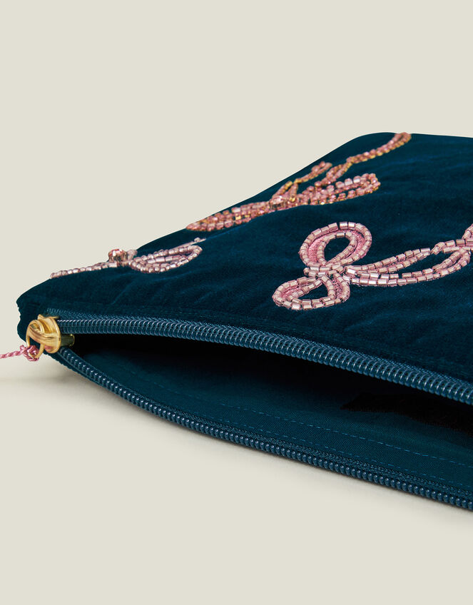Large Velvet Embellished Bow Pouch, , large