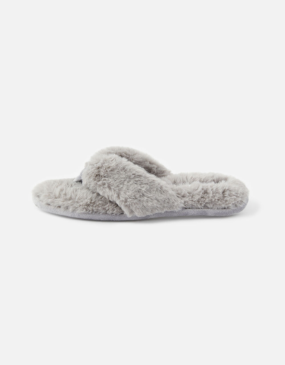 Laura Fluffy Thong Slippers Grey | Slippers | Accessorize Global