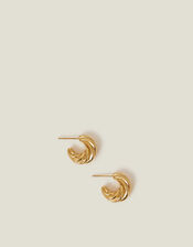14ct Gold-Plated Stainless Steel Twist Hoop Earrings, , large