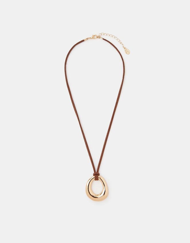 Organic Pendant Cord Necklace, Gold (GOLD), large