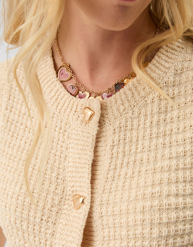 Heart Button Knit Waistcoat, Natural (NATURAL), large