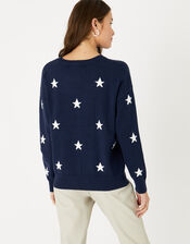Star Crew Neck Jumper, Blue (NAVY), large
