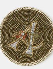Beaded Initial Coaster, Gold (GOLD), large