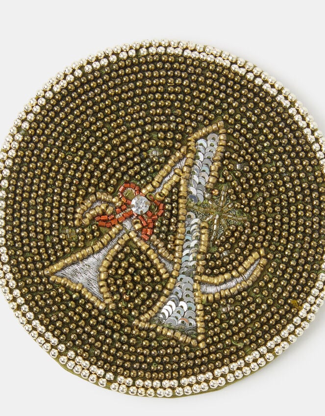 Beaded Initial Coaster, Gold (GOLD), large
