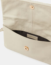 Woven Leather Clutch Bag, Cream (CREAM), large