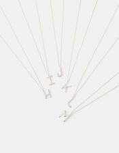 Sterling Silver Initial Pendant Necklace, Silver (ST SILVER), large