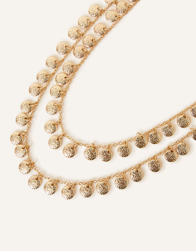 Textured Disc Layered Necklace, , large