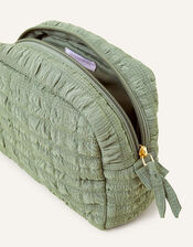 Seersucker Make Up Bag, Green (KHAKI), large