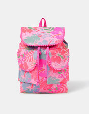Girls Tropical Print Canvas Backpack, , large