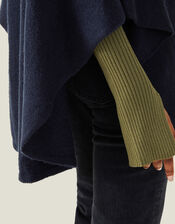 Cosy Knit Poncho, Blue (NAVY), large
