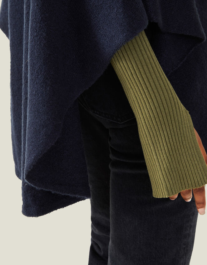 Cosy Knit Poncho, Blue (NAVY), large