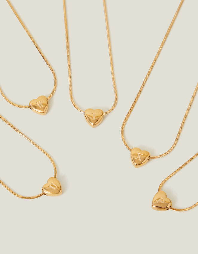 14ct Gold-Plated Stainless Steel Initial Heart Necklace, Gold (GOLD), large