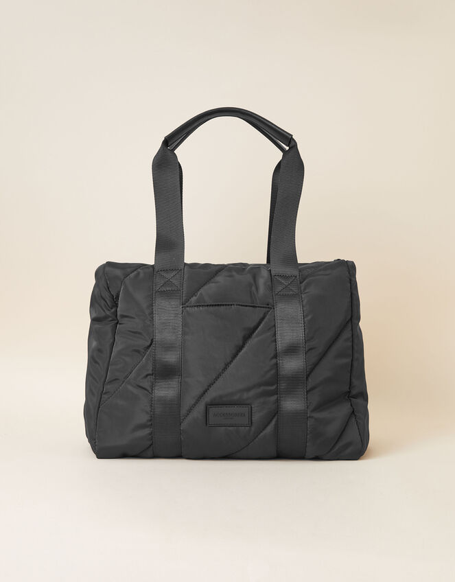 Quilted Shoulder Bag with Recycled Nylon, , large