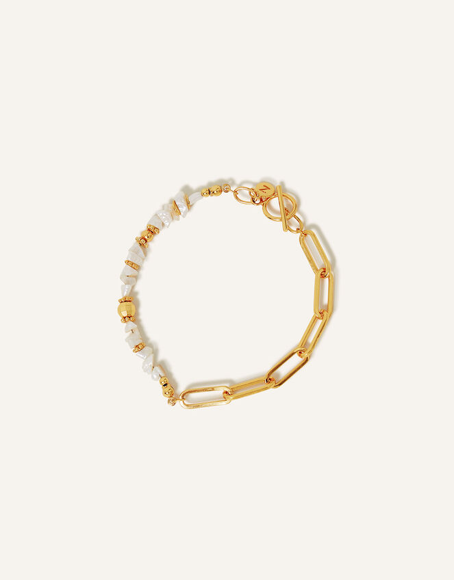 14ct Gold-Plated Keshi Pearl Bracelet, , large