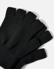Plain Fingerless Gloves, Black (BLACK), large