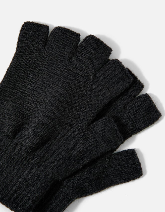 Plain Fingerless Gloves, Black (BLACK), large