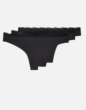 Lazer Cut Thongs Set of Three, Black (BLACK), large