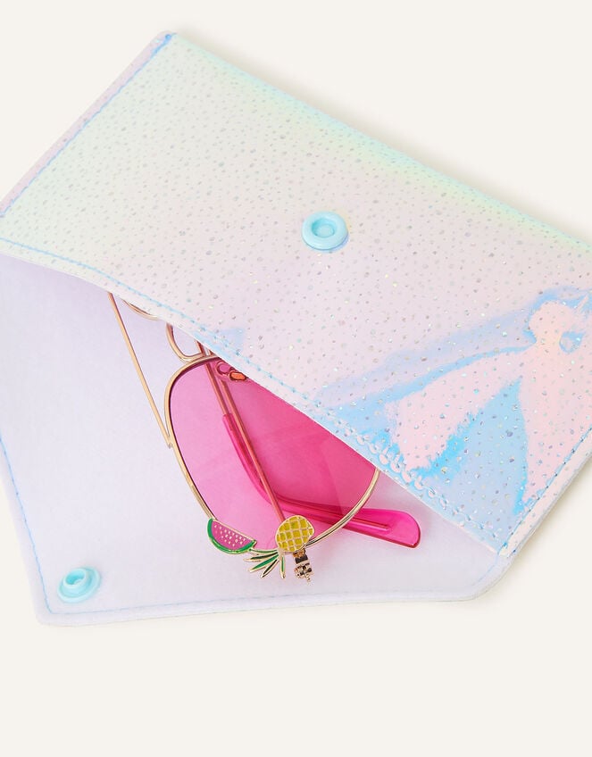 Girls Iridescent Speckled Sunglasses Case, , large