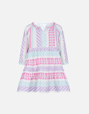 Girls Geometric Tiered Kaftan, Multi (PASTEL-MULTI), large