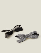 2-Pack Diamante Bow Hair Clips, , large