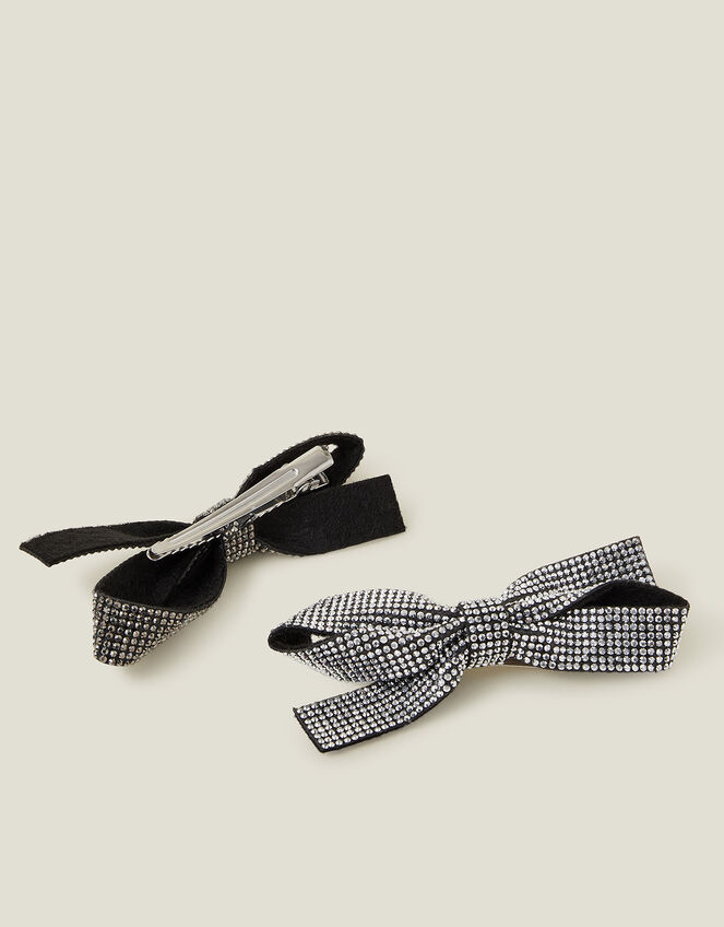 2-Pack Diamante Bow Hair Clips, , large