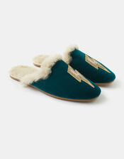 Embellished Lightning Bolt Mule Slippers, Teal (TEAL), large