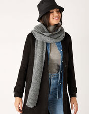 Plain Knit Scarf in Wool Blend, Grey (LIGHT GREY), large
