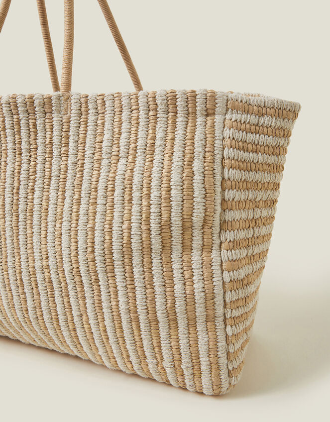 Large Woven Stripe Tote Bag, , large